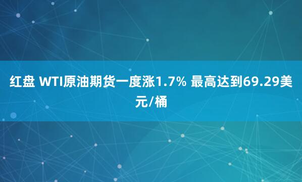 红盘 WTI原油期货一度涨1.7% 最高达到69.29美元/桶
